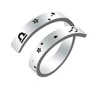 Anillo del Zodiaco para Mujeres y Hombres,Kucheed Grabado de Acero Inoxidable,Moda Tamaño de Constelación Anillos Abiertos Ajustables,Horóscopo,Astrología,Declaración,Joyería,Regalo de Cumpleaños