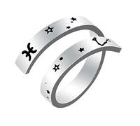 Anillo del Zodiaco para Mujeres y Hombres,Kucheed Grabado de Acero Inoxidable,Moda Tamaño de Constelación Anillos Abiertos Ajustables,Horóscopo,Astrología,Declaración,Joyería,Regalo de Cumpleaños