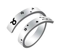 Anillo del Zodiaco para Mujeres y Hombres,Kucheed Grabado de Acero Inoxidable,Moda Tamaño de Constelación Anillos Abiertos Ajustables,Horóscopo,Astrología,Declaración,Joyería,Regalo de Cumpleaños