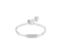 Anillo delicado, anillo de propuesta de matrimonio, diseño simple y ajustable con diamante redondo de oro blanco de 9 quilates, talla 60 (19,1)