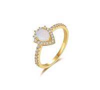 Anillo delicado, anillos para mujer, gotas de agua finas con ópalo oro amarillo, regalo de cumpleaños para mejor amiga, Oro amarillo de 14 quilates, Ópalo