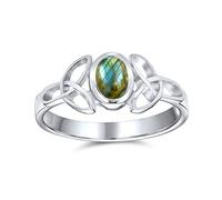 Bling Jewelry Anillo Delicado De Trinidad Celta De Labradorita Iridiscente Para Mujeres Adolescentes Anillo De Banda Delgada En Plata Esterlina .925