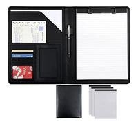 Anillo desmontable Binder y bloco de notas, Carpeta organizadora de portafolios A4 tamaño carta 320 x 245 35 mm, portapapeles cuero sintético multicolor(Black,3*note pad B)