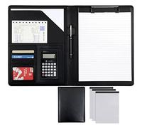 Anillo desmontable Binder y bloco de notas, Carpeta organizadora de portafolios A4 tamaño carta 320 x 245 35 mm, portapapeles cuero sintético multicolor(Black,12 Bit 3*note pad)