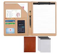 Anillo desmontable Binder y bloco de notas, Carpeta organizadora de portafolios A4 tamaño carta 320 x 245 35 mm, portapapeles cuero sintético multicolor(Brown,8 Bit+3*note pad)