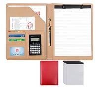 Anillo desmontable Binder y bloco de notas, Carpeta organizadora de portafolios A4 tamaño carta 320 x 245 35 mm, portapapeles cuero sintético multicolor(Red,12 Bit 5*note pad)