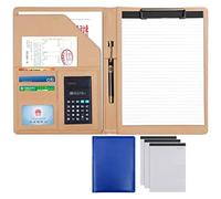 Anillo desmontable Binder y bloco de notas, Carpeta organizadora de portafolios A4 tamaño carta 320 x 245 35 mm, portapapeles cuero sintético multicolor(Blue,8 Bit+3*note pad)