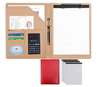 Anillo desmontable Binder y bloco de notas, Carpeta organizadora de portafolios A4 tamaño carta 320 x 245 35 mm, portapapeles cuero sintético multicolor(Red,8 Bit+3*note pad)