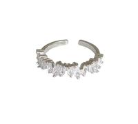 Anillo dividido de plata de ley con circonita para mujer, J0646, plata