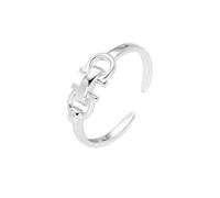 Anillo doble D dividido de plata de ley para mujer, Metal