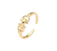 Anillo doble D dividido de plata de ley para mujer, Metal