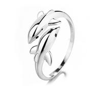 Anillo doble delfines de plata de ley 925, ajustable, abierto, para el pulgar, dedo y anillo de promesa para mujeres, adolescentes, Metal