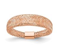 Anillo elástico cónico de malla chapada en oro rosa de 5,25 mm, 14 quilates, regalo de joyería para mamá, talla única, Oro Metal Oro rosa, Sin piedras preciosas