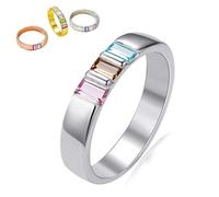 Anillo elegante familiar con piedra natal, anillos de madre con piedras natales para niños de 1 a 6 años, minimalista, hecho a mano, piedras natales, conmemorativas, aniversario, joyería para mujeres