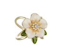 Anillo elegante Gardenia flor con cz cristal anillo declaración floral para mujer, accesorio versátil clip para bufanda de seda chal o broche joya de decoración chic y romántica