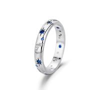 Anillo Estrella y Luna, Anillos Celestiales, Anillo Pareja Sol y Luna, Anillos Plata de Ley 925 para Mujer, Anillo Estrella y Luna con Circonita Cúbica, Anillo Promesa Amistad para Mujer Chica (10)
