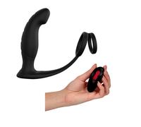 Anillo fálico doble con vibrador anal de silicona realista para la próstata