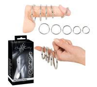 Anillo fálico retardante de metal conjunto pene cock anillo mejor erección pene