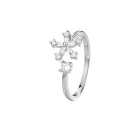 Anillo fino de copo de nieve de cristal para mujer, ajustable, con circonita cúbica abierta, para nudillos, promesa, boda, compromiso, Navidad, Año Nuevo, joyería de invierno