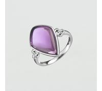 Anillo Fino Moon - Amatista / Plata - Ametista recontestuida - Aleación metal - Talla : 55 - Agatha Paris