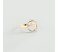 Anillo Fino Rondou - Dorado - Circonita - Plata 925/1000 con baño de oro 750/1000 - Talla : 56 - Agatha Paris