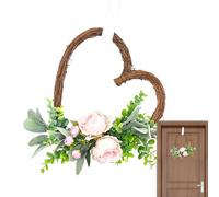 Anillo Floral con Corazón - Rosario de Seda, Adorno de Corona de San Valentín | Decoración Colgante para Exhibición de Armario, Adorno de Entrada con Tema de Amor, Obra de Arte para Ceremonias Conmemo