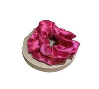 Anillo for el cabello de intestino grueso plisado de doble capa de color satinado - Banda de goma elástica for el cabello de color sólido de alta calidad, accesorios for el cabello(Rosered)