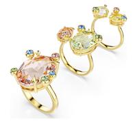 Anillo Gema, Conjunto (3), Tallas mixtas, Multicolor, Baño tono oro 50