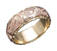 Anillo Genérico Caja Anillos Anillo bicolor en Rosa tallado de forma exquisita para mujer, regalo de boda europeo y americano Anillos falsos, 6号, copper, Sin piedras preciosas
