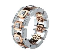 Anillo geométrico hueco para mujer, anillo de boda personalizado de oro rosa y plata, dos tonos, anillo de compromiso para mujer, joyería de moda, talla 8, B, Metal, Sin piedras preciosas