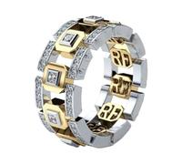 Anillo geométrico hueco para mujer, anillo de boda personalizado de oro rosa y plata, dos tonos, anillo de compromiso para mujer, joyería de moda, talla 8, G, Metal, Sin piedras preciosas