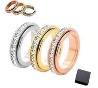 Anillo Giratorio Brillante: Anillo Antiestrés de Acero Inoxidable para Aliviar la Ansiedad - Impermeable y Resistente a la Decoloración - Símbolo de Buena Suerte para Hombres y Mujeres (3Piezas,11)