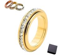 Anillo Giratorio Brillante: Anillo Antiestrés de Acero Inoxidable para Aliviar la Ansiedad - Impermeable y Resistente a la Decoloración - Símbolo de Buena Suerte para Hombres y Mujeres (#2,8)