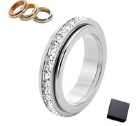 Anillo Giratorio Brillante: Anillo Antiestrés de Acero Inoxidable para Aliviar la Ansiedad - Impermeable y Resistente a la Decoloración - Símbolo de Buena Suerte para Hombres y Mujeres (#3,11)