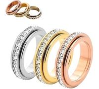 Anillo giratorio brillante, anillo giratorio que simboliza votos y suerte, alivia la ansiedad, anillos de ansiedad para mujeres y hombres, regalo para el día de San Valentín y uso diario (3 Pcs,7)