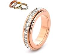 Anillo giratorio brillante, anillo giratorio que simboliza votos y suerte, alivia la ansiedad, anillos de ansiedad para mujeres y hombres, regalo para el día de San Valentín y uso diario (Oro rosa,7)