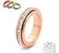 Anillo giratorio brillante para mujer, anillo giratorio de acero de titanio, alivia la ansiedad, simboliza votos y suerte, impermeable y resistente a la decoloración, 7, Metal, Sin piedras preciosas
