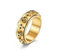 Anillo giratorio con calavera cruzada de 8 mm, anillos de acero inoxidable de moda para hombres y mujeres