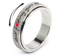 Anillo giratorio con inicial para la ansiedad, para mujeres, hombres, para mujeres, hombres, anillo giratorio para hombre, color plateado, arcoíris, negro, anillo de acero inoxidable, tamaño 6, 7, 8