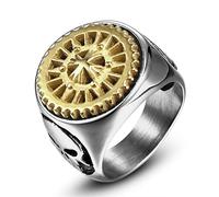 Anillo giratorio de acero de titanio con engranaje, diseño de calavera estilo punk para hombre