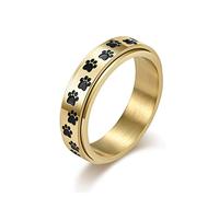 Anillo giratorio de acero inoxidable con diseño de huellas de perro, banda giratoria para cachorros, amantes de las mascotas, conmemorar joyas de recuerdo, Piedra preciosa, Sin piedra preciosa