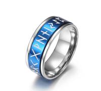 Anillo giratorio de acero y titanio con diseño único de runas nórdicas que brilla en la oscuridad para hombre