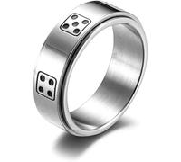 Anillo giratorio de acero y titanio con forma de dado, dorado, plateado y negro, para hombres y mujeres.