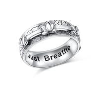 Anillo giratorio de plata de ley 925 con diseño de loto, para aliviar el estrés, el aburrimiento, TDAH, autismo, joyería chapada en platino, regalo de cumpleaños y Navidad para mujeres, Metal, Sin