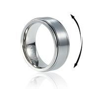 Anillo giratorio de titanio y tungsteno de 6/8 mm para hombre, tamaño medio, sin níquel, anillo de ansiedad para hombres y mujeres, anillo de compromiso básico liso cepillado/ladrillo/cruz/martillado