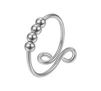 Anillo giratorio de una sola vuelta, sencillo y único, de acero de titanio para mujer.