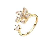 Anillo giratorio para aliviar el estrés, tamaño ajustable, diseño abierto, circonia cúbica incrustada, molino de viento, anillos anchos, talla única, Cobre, Sin piedra preciosa