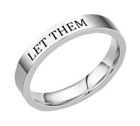 Anillo grabado inspirador, anillos de plata para regalo de aliento, B, Acero de titanio