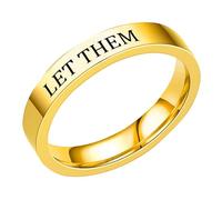Anillo grabado inspirador, anillos de plata para regalo de aliento, C, Acero de titanio