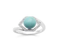Anillo hexagonal turquesa para mujer, anillo de boda único, anillo de compromiso apilable Art Deco hecho a mano, joyería de regalo de plata de ley 925, X 1/2, Piedra preciosa., Turquesa